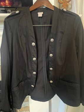 Chico’s Classic Black Military-Style Women's Jacket-Large- EUC